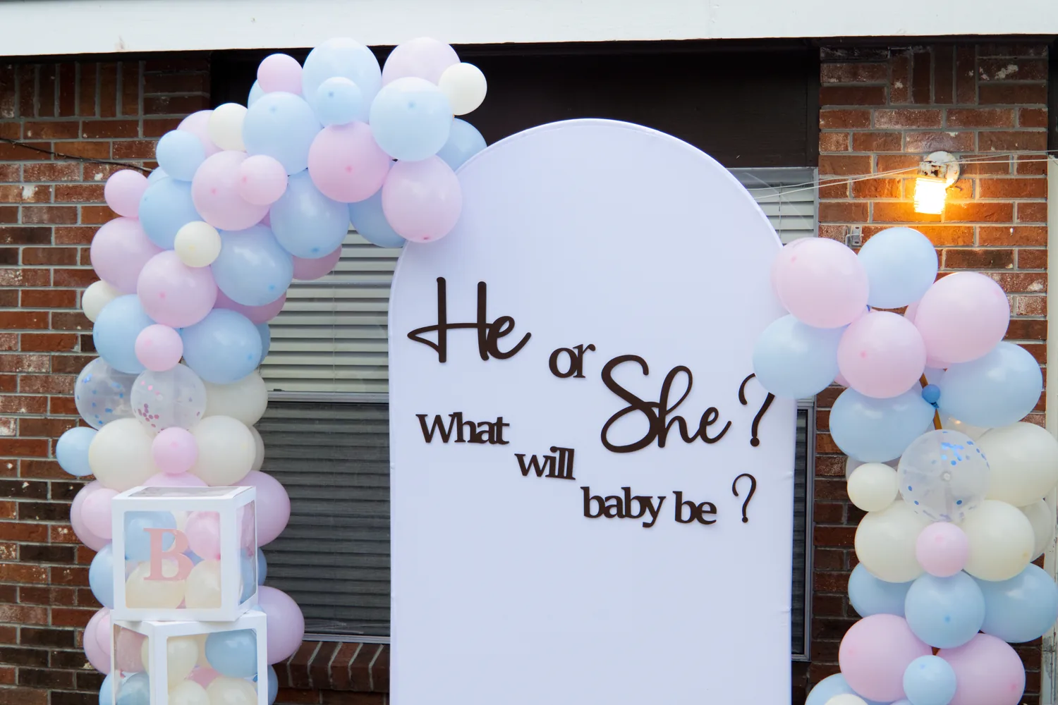 A gender reveal setup by Mayra